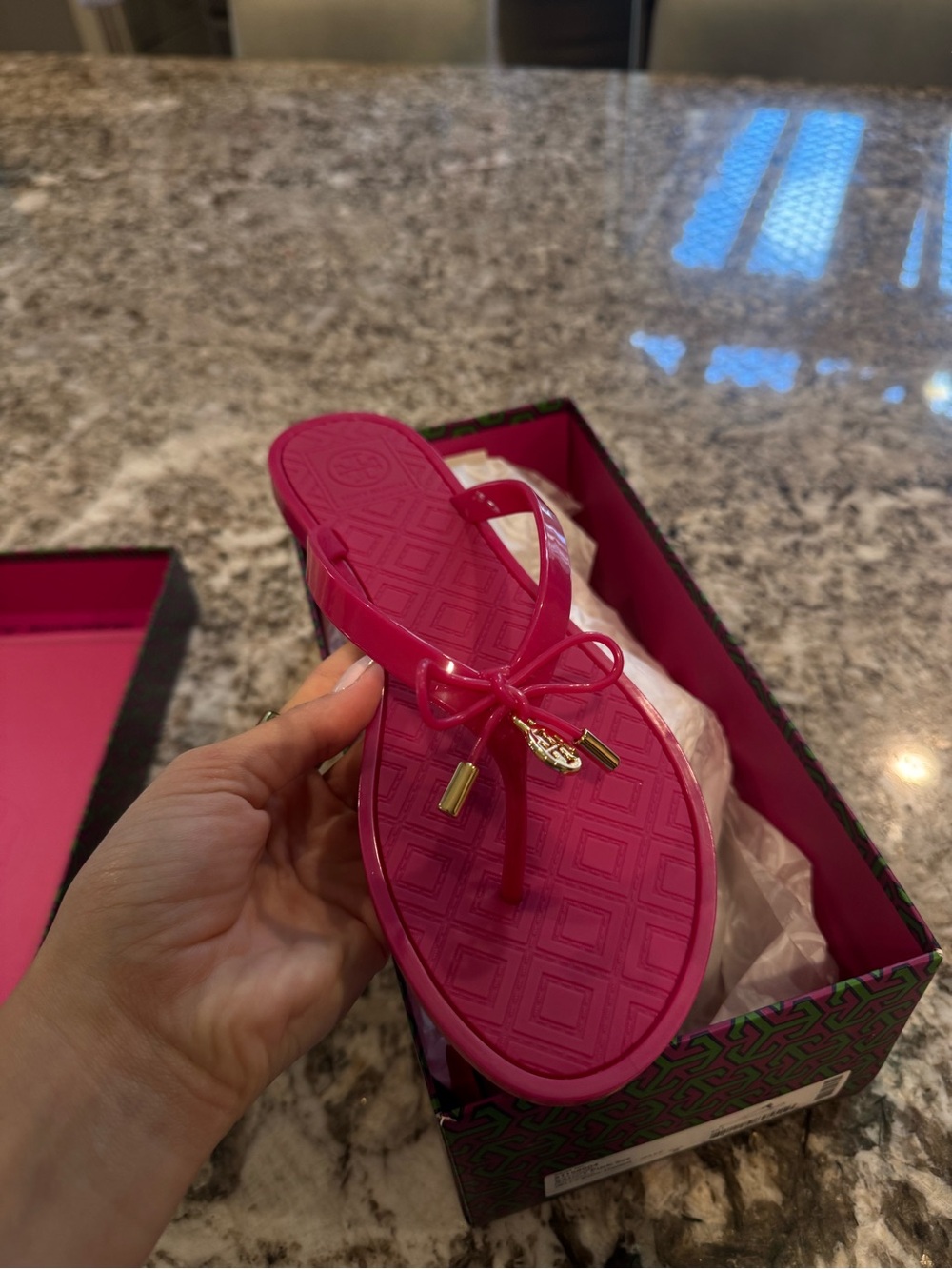 Tory Burch Pink and Green Patterned Shoe Box - Picture 2 of 3